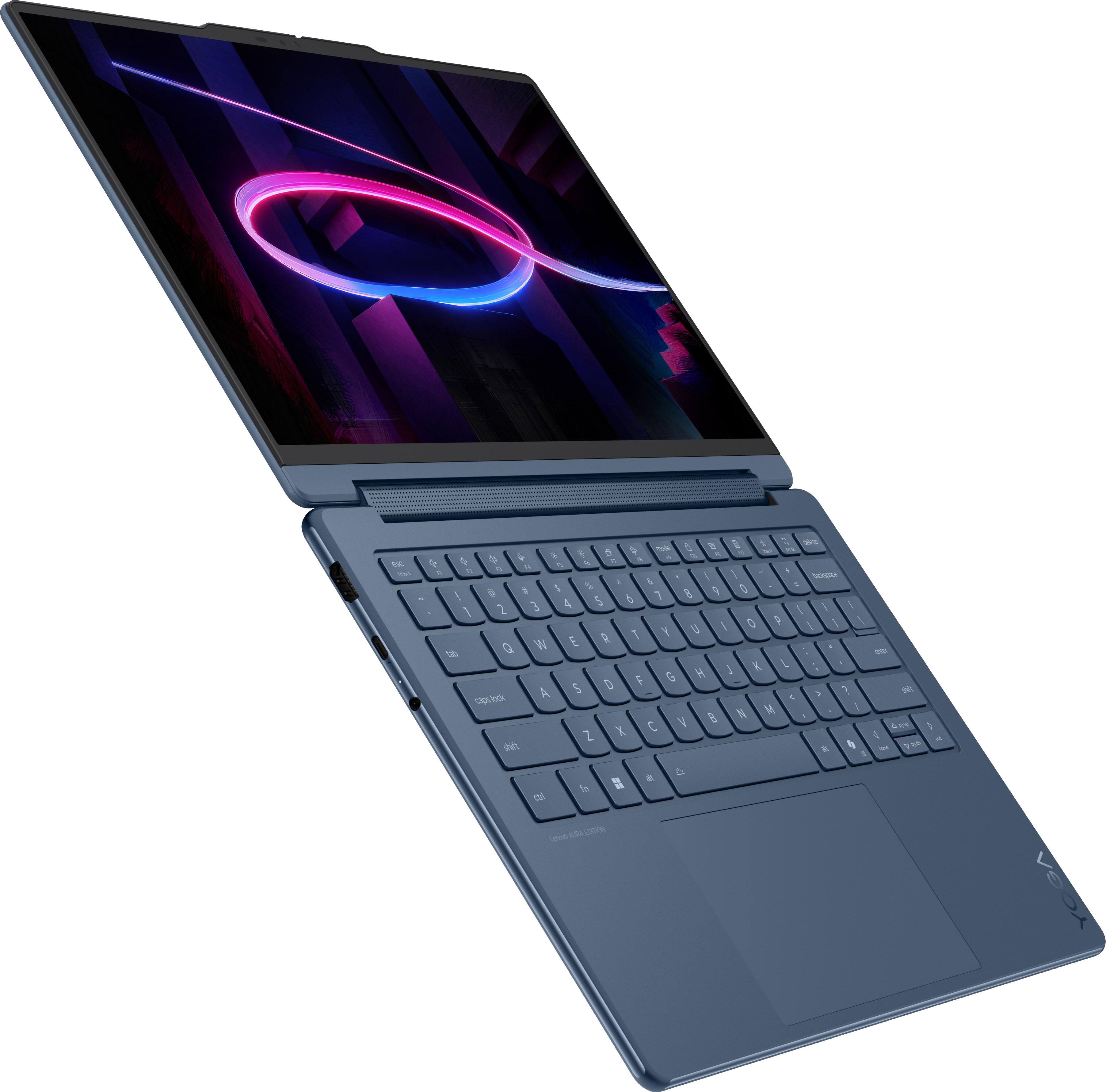Alt View 15. Lenovo - Yoga 9i 2-in-1 Aura Edition 14" 3K OLED Touchscreen Laptop - Core Ultra 7 Processor 355 2026- 32GB Memory- 1TB Storage - Cosmic Blue.