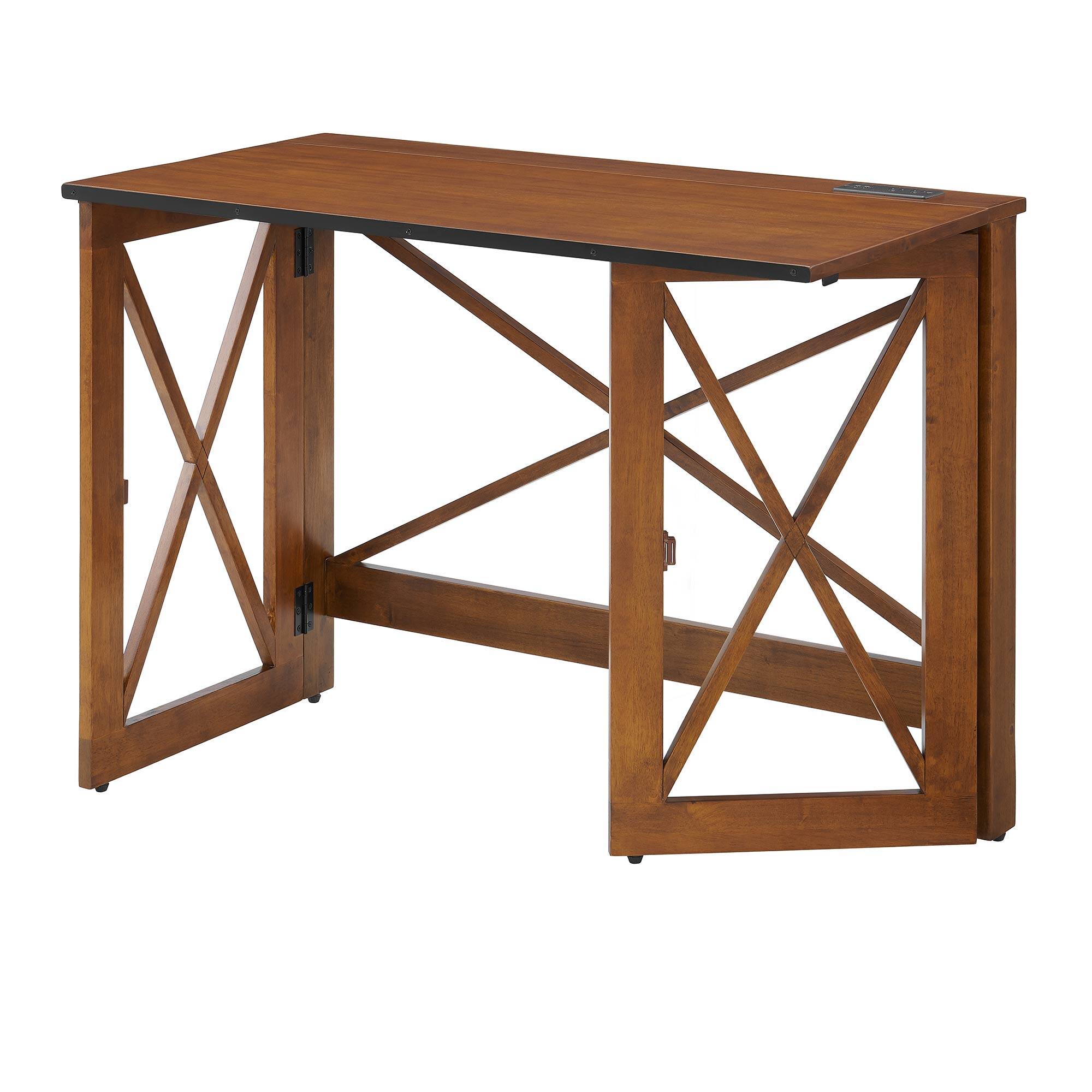 Alt View 5. MECO - MECO Stakmore Stylish Versatile Folding Desk with Built In Outlets, Fruitwood - Fruitwood.