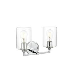 Living District - Mayson 2 light Bath Sconce - Chrome And Clear