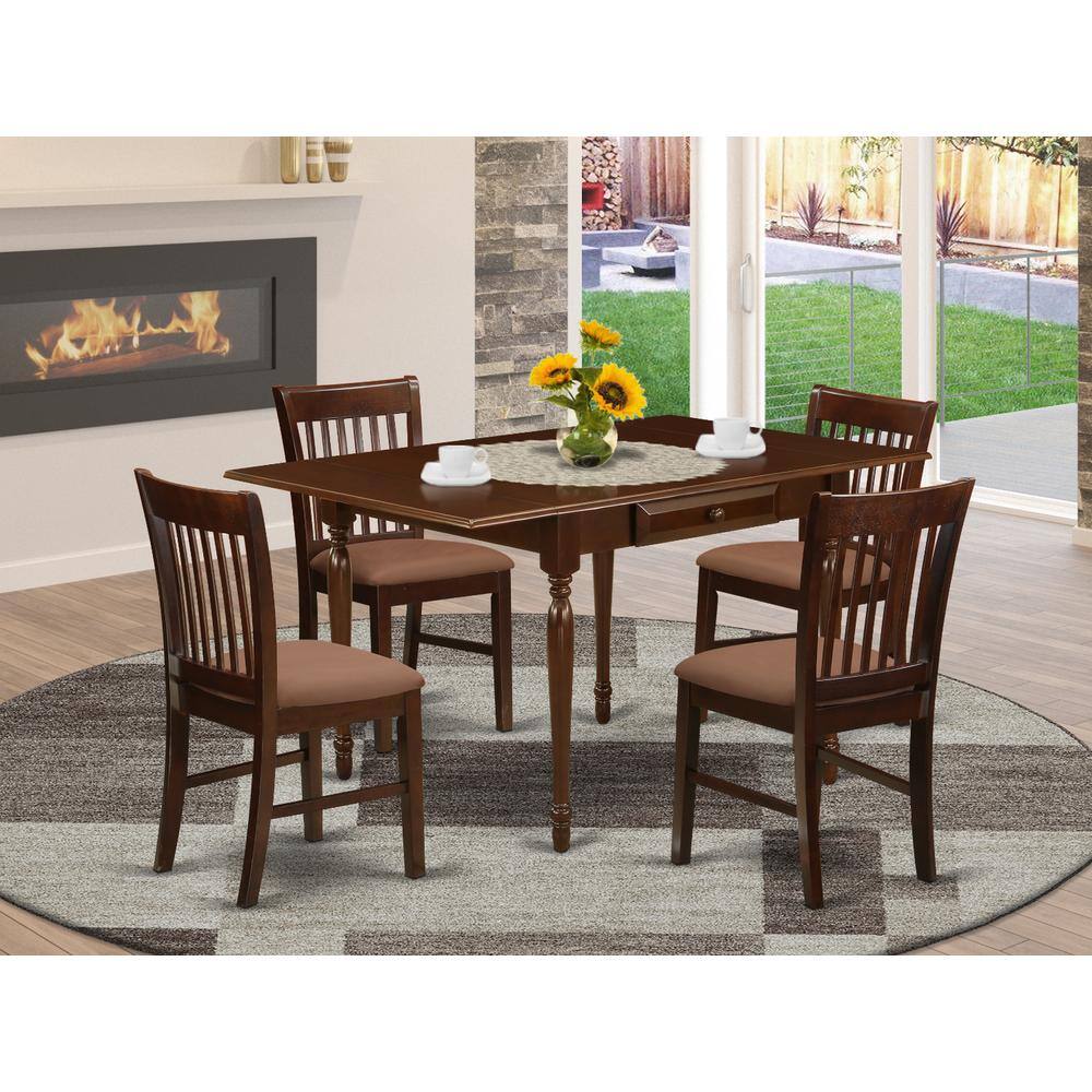 Angle. East West Furniture - Dining Room Set Mahogany - Brown.