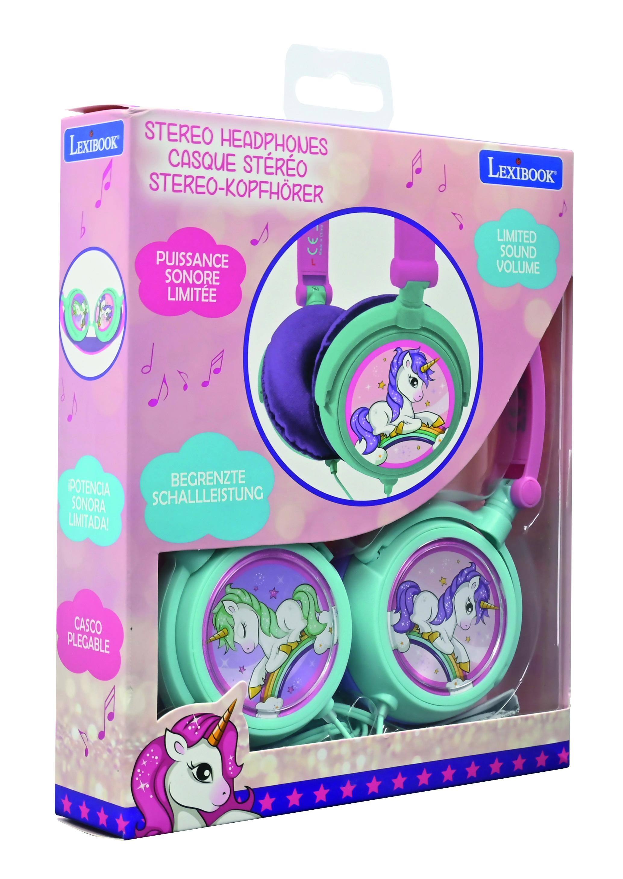 LEXIBOOK STEREO HEADPHONES  
CASQUE STÉRÉO  
STEREO-KOPFHRER  
PUISSANCE SONORE LIMITÉE  
LIMITED SOUND VOLUME  
BEGRENZTE SCHALLLEISTUNG  
POTENCIA SONORA LIMITADA!  
CASCO PLEGABLE