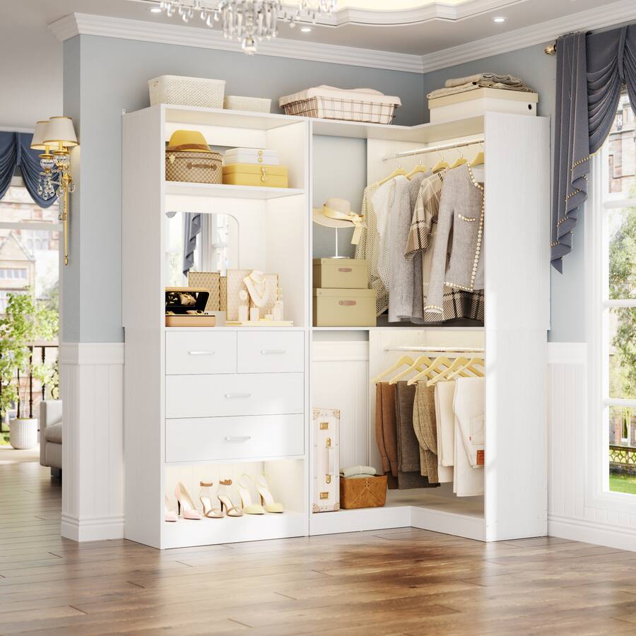 Aheaplus Freestanding 56.5" Closet Organizer System2 Piece Set, with 4 ...