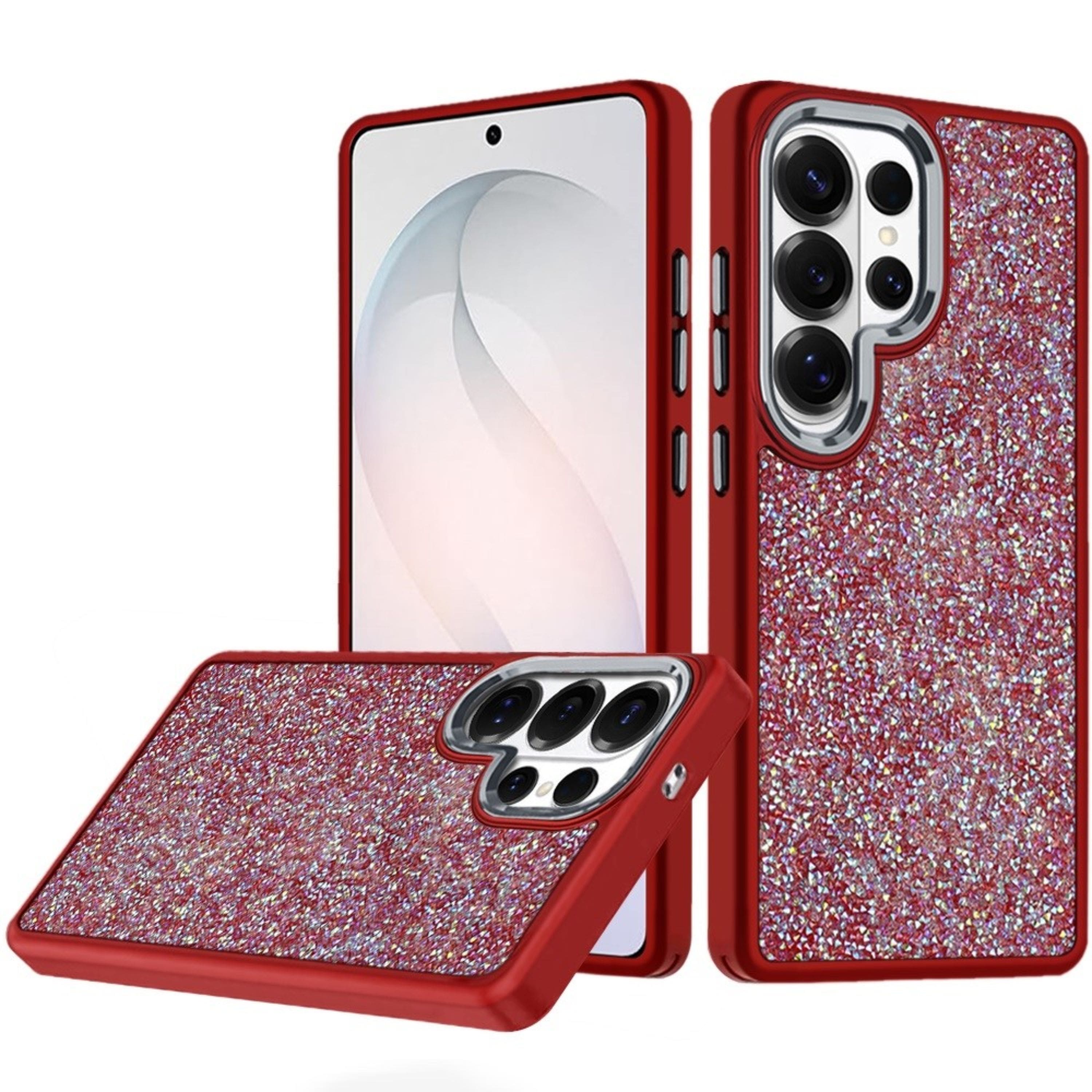 Kitcheniva - Full Crystal Bling Metallic Buttons Plus Tempered Glass For Samsung S26 Ultra - Red price history on PriceWatchPro