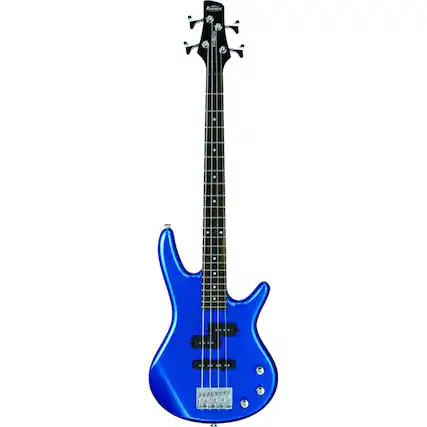 Front. Ibanez - Ibanez miKro Series GSRM20 Electric Bass Guitar, Starlight Blue.