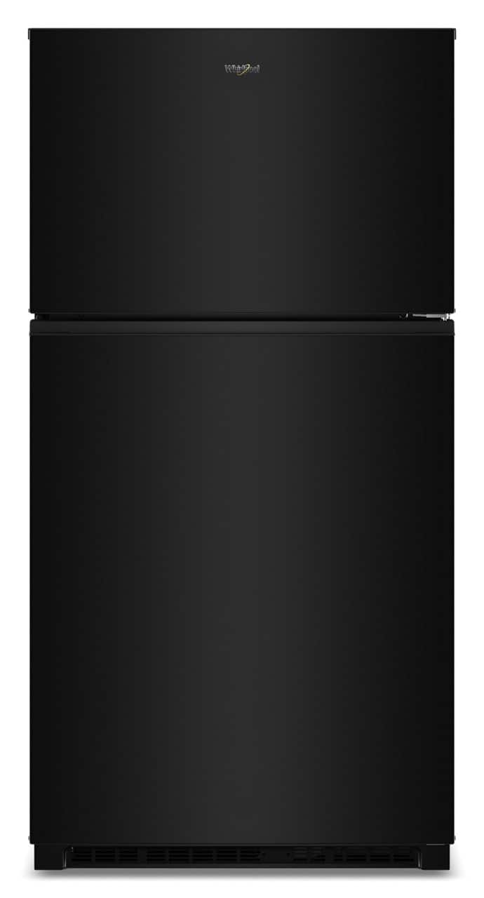Front. Whirlpool - 21.3 Cu. Ft. Wide Top Freezer Refrigerator with Total Coverage Cooling - Black.