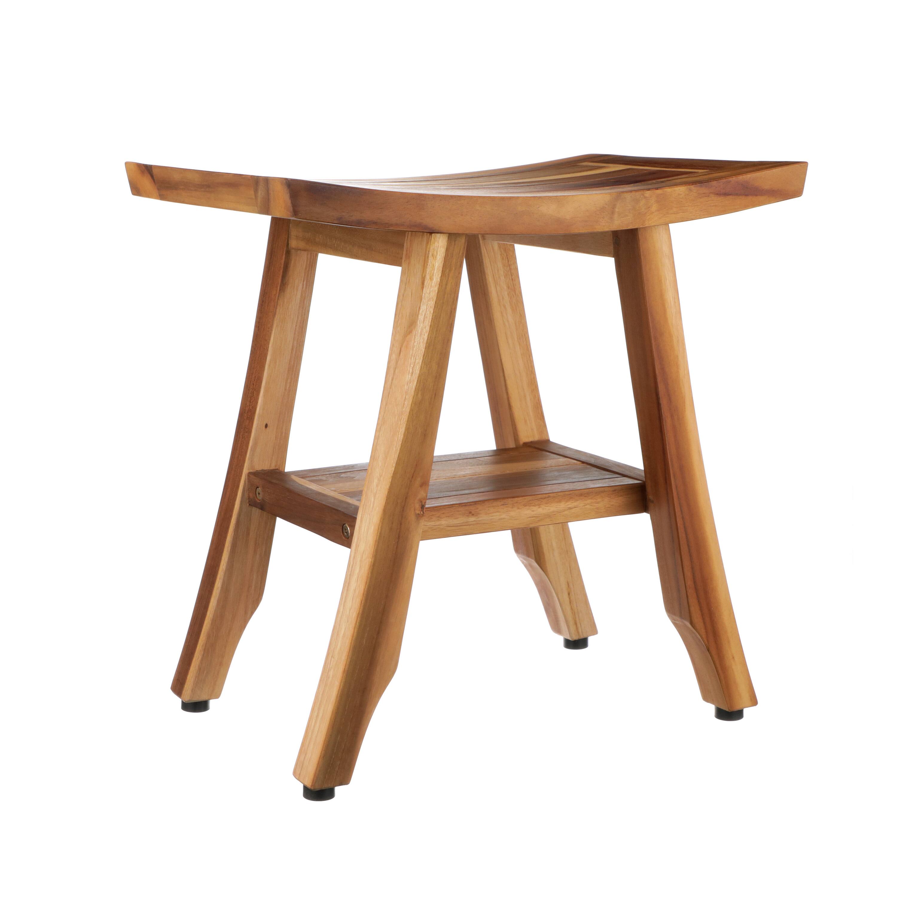 Back. EcoDecors - EcoDecors 18 Inch Satori Natural Teak Waterproof Teak Wood Shower Bench - EarthyTeak.