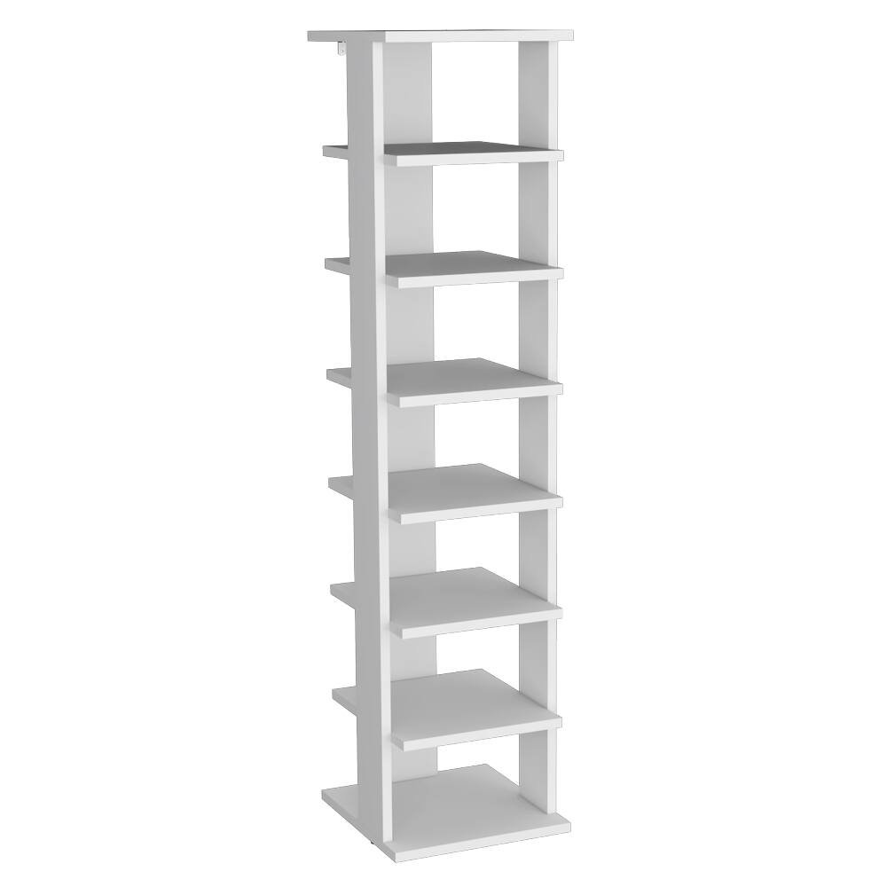 Angle. Loheer - Loheer 8-tier vertical shoe rack, narrow shoe tower for small spaces, 48.7 inch tall white - White.