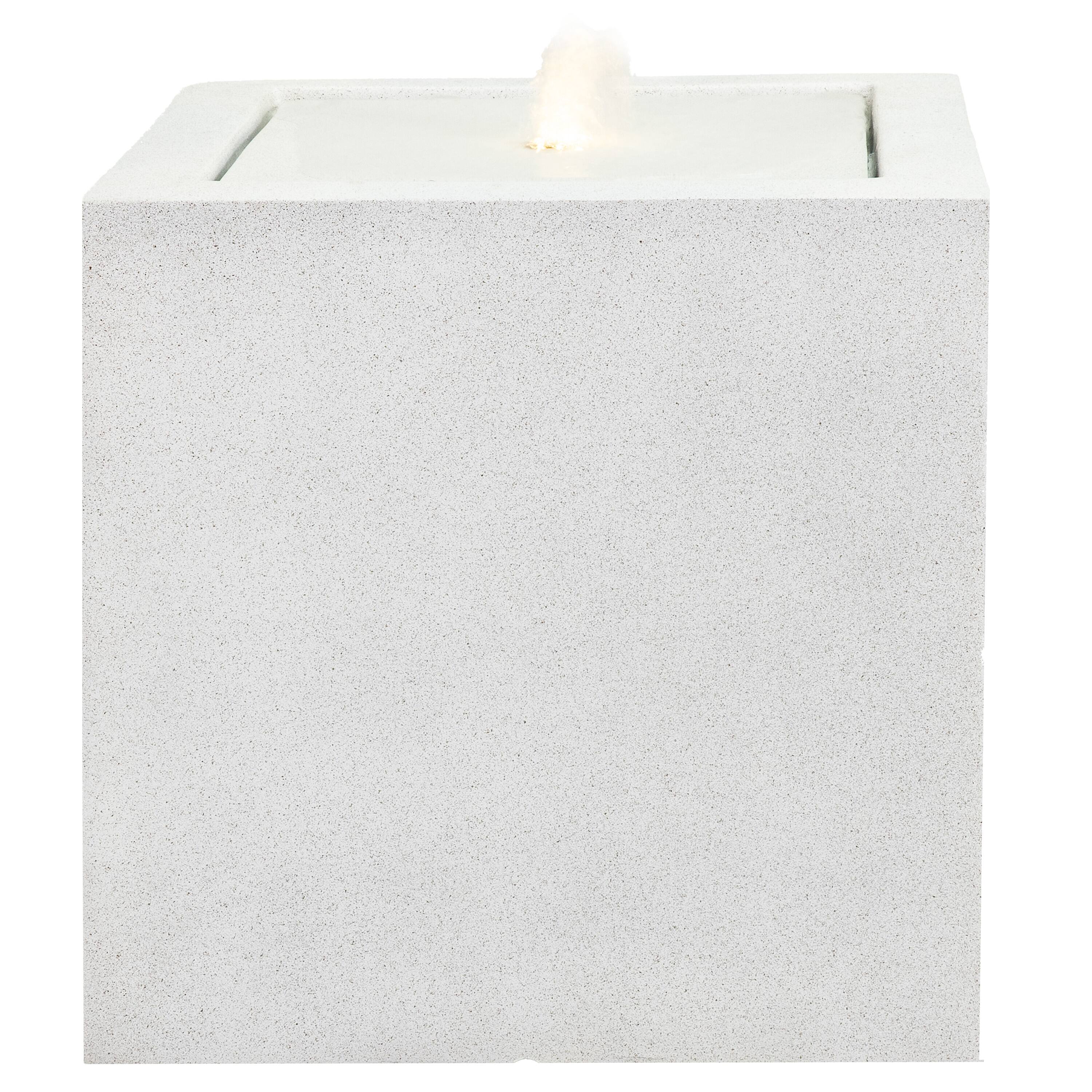 Alt View 8. Sunnydaze - Square Polystone Outdoor Bubble Fountain with LED Light - Fog.
