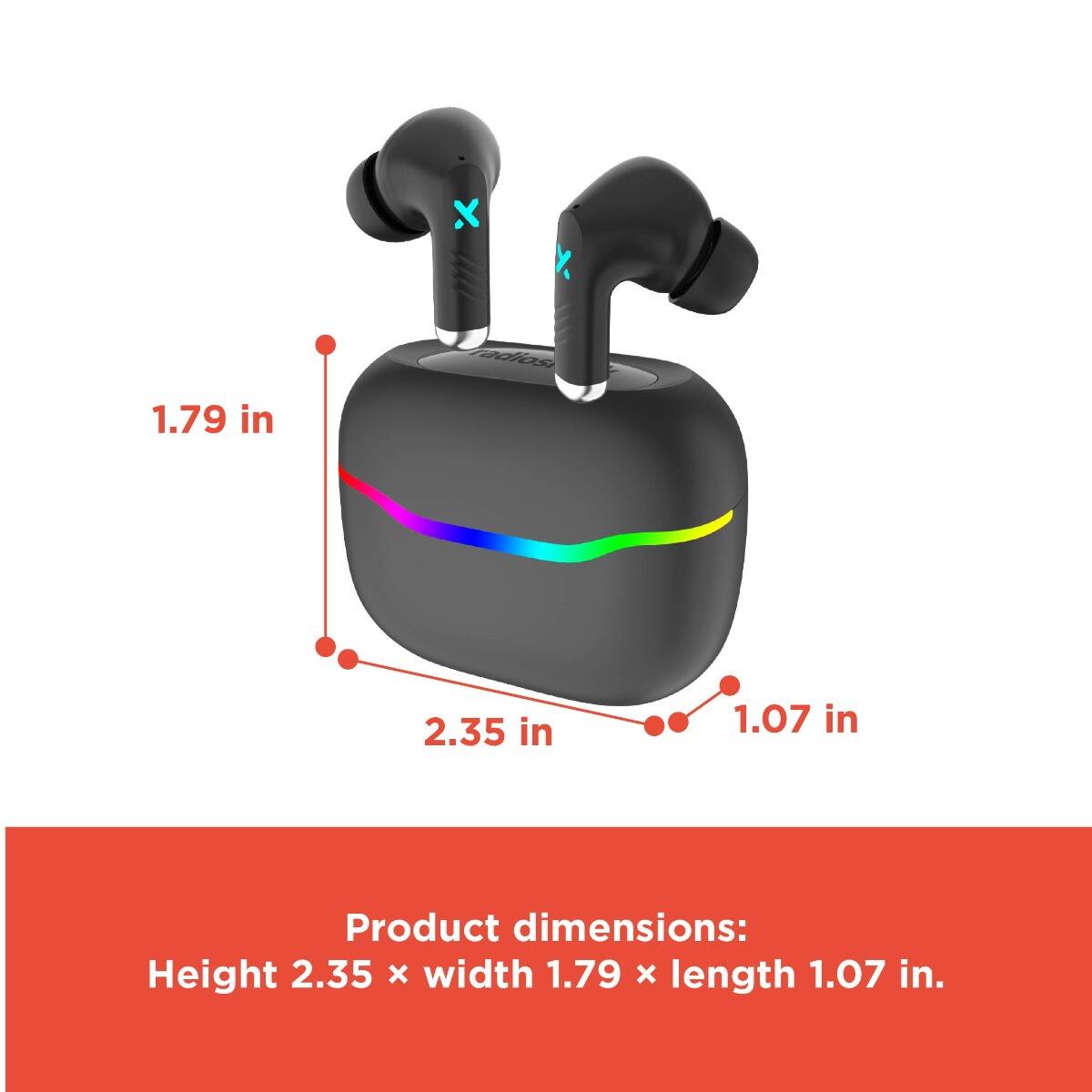 Product dimensions:  
Height 2.35 in x width 1.79 in x length 1.07 in.