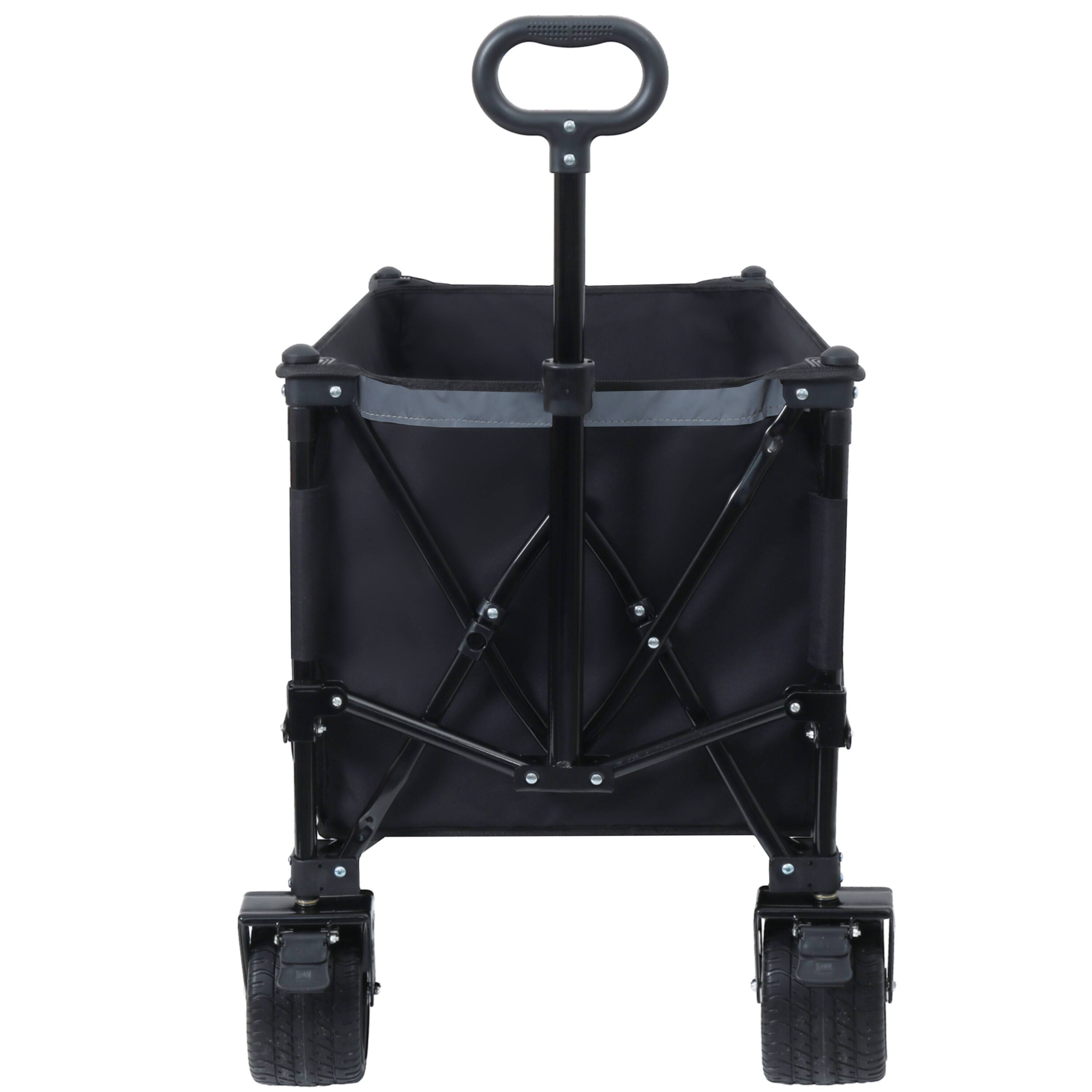 Back. APRILSOUL - Foldable Garden Cart with Heavy-Duty Wheels and 480lbs Load Capacity Portable Utility Wagon for Camping Sports black - Black.