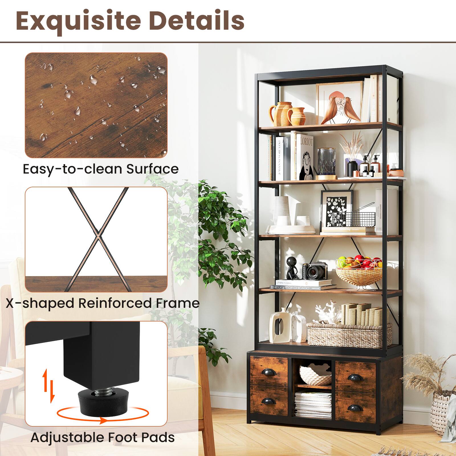 Exquisite Details

Easy-to-clean Surface

X-shaped Reinforced Frame

Adjustable Foot Pads