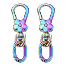 Unique Bargains - 2pcs Metal Keychain Clip Swivel Lobster Claw Clasp Quick Release Oval Key Ring Detachable for Crafts Bag Lanyard - Colored