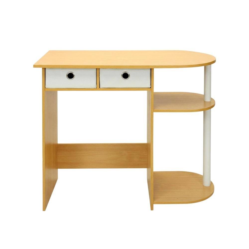 Back. BisonOffice - Wooden Laptop Desk with Beech, Ivory Finish, Workstation for Home Office - Beech/Ivory/White.