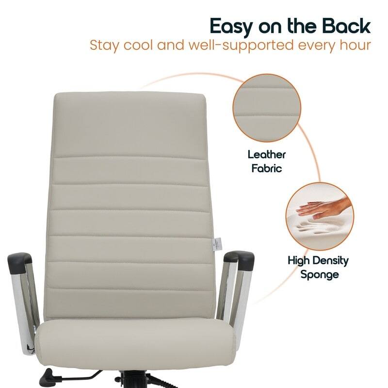Easy on the Back  
Stay cool and well-supported every hour  

- Leather Fabric  
- High Density Sponge