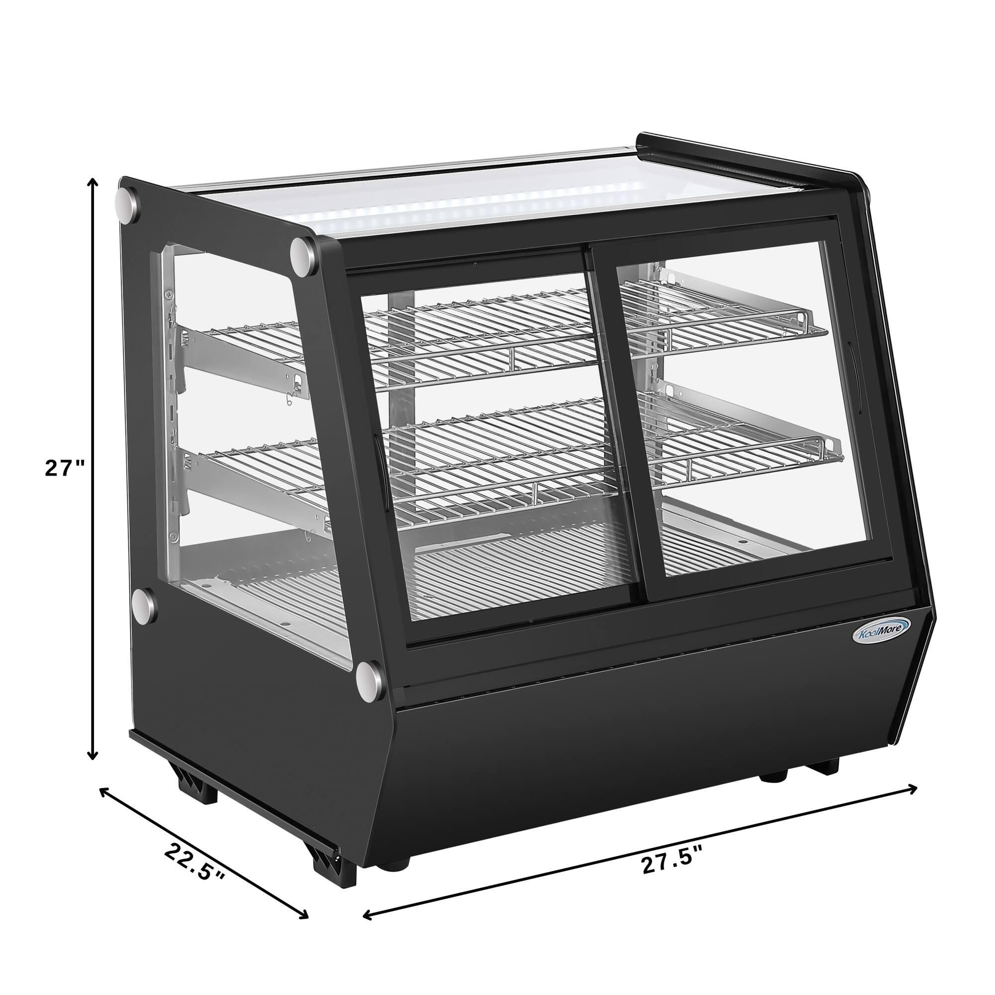The text on the image reads: "27" Kuulve 22.5" 27.5". This suggests that the dimensions of the black cooler are 27 inches in height, 22.5 inches in width, and 27.5 inches in depth.