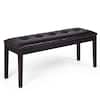 Front. Costway - Upholstered PU Dining Room Bench Solid Wood Button Tufted Dining Room Bench - Cherry.