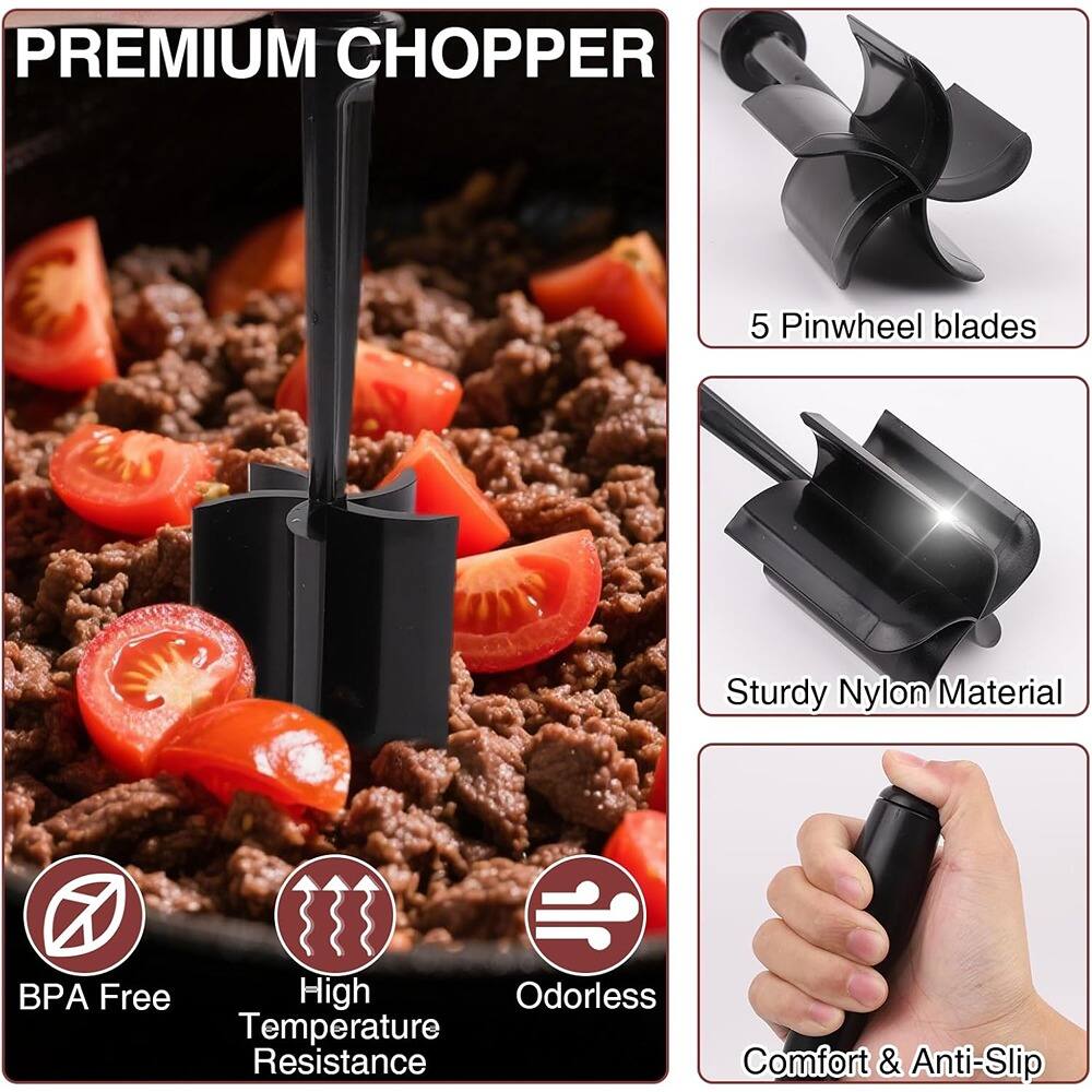 PREMIUM CHOPPER

- 5 Pinwheel blades
- Sturdy Nylon Material
- BPA Free
- High Temperature Resistance
- Odorless
- Comfort & Anti-Slip