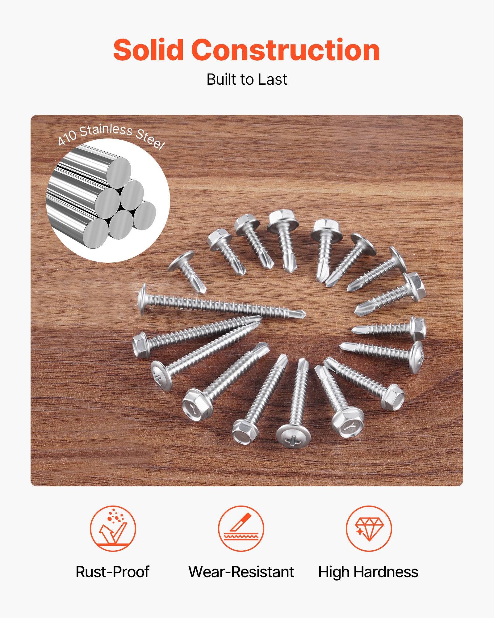 Solid Construction  
Built to Last  

410 Stainless Steel  

Rust-Proof  
Wear-Resistant  
High Hardness