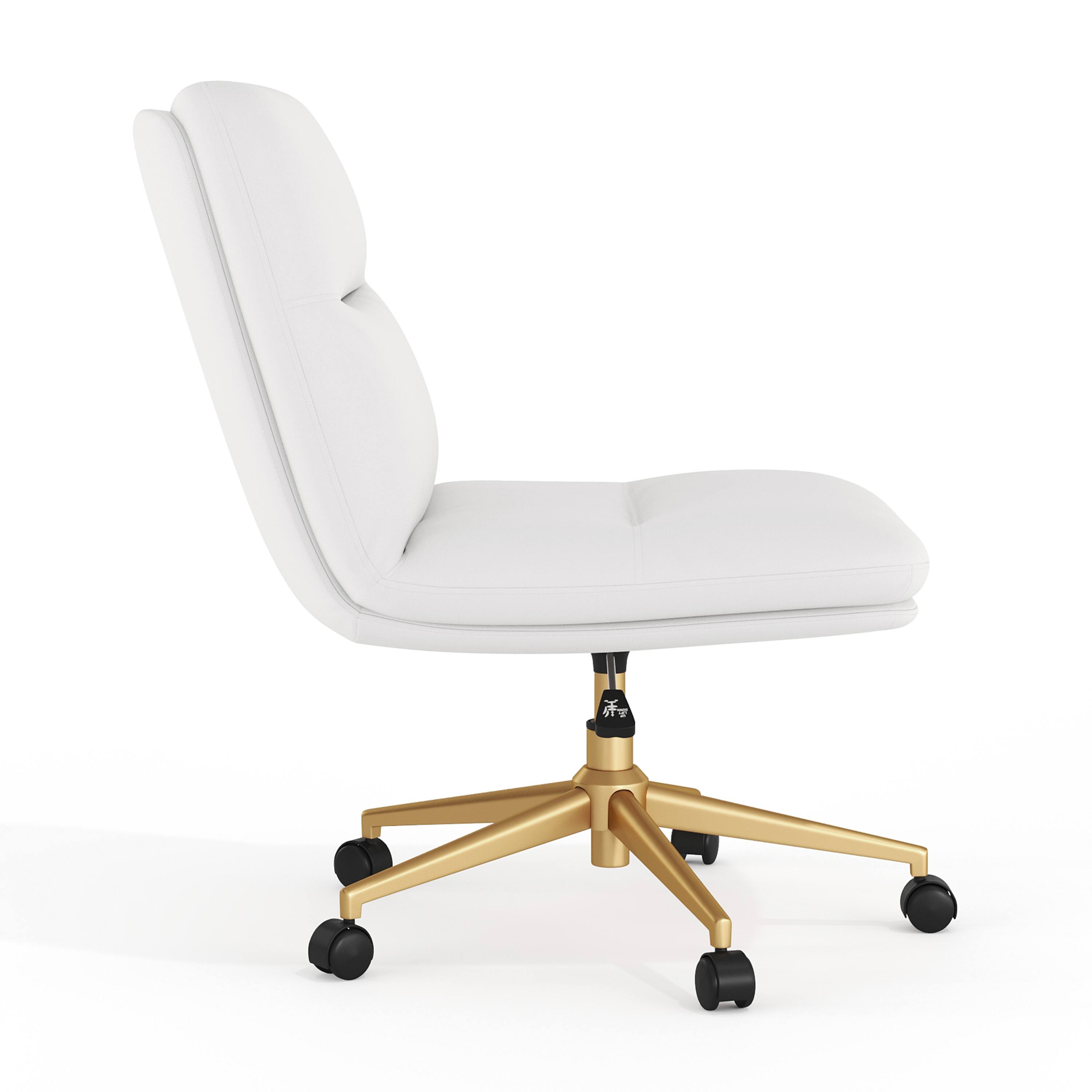 Left. Flash Furniture - Chloe Commercial Mid-Back White Padded LeatherSoft Armless Task Office Chair with Wheels, Adjustable Height, Swivel Func - White.
