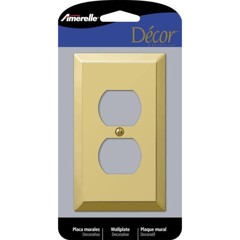 AMERELLE - Century Polished 1 gang Stamped Steel Duplex Wall Plate 1 pk - Brass