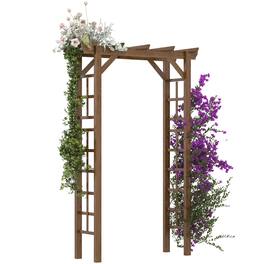 Outsunny - 85" Wooden Garden Arbor for Wedding and Ceremony, Outdoor Garden Arch Trellis for Climbing Vines - Carbonized