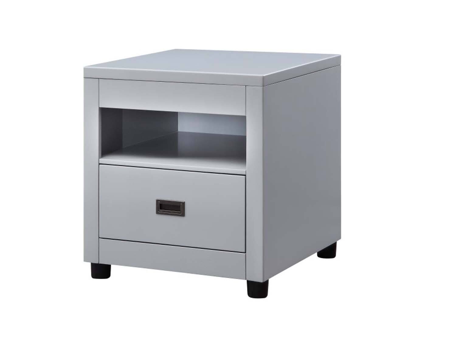 Manhattan Lane - Transitional Style Wooden End Table with 1 Drawer - Gray/Black