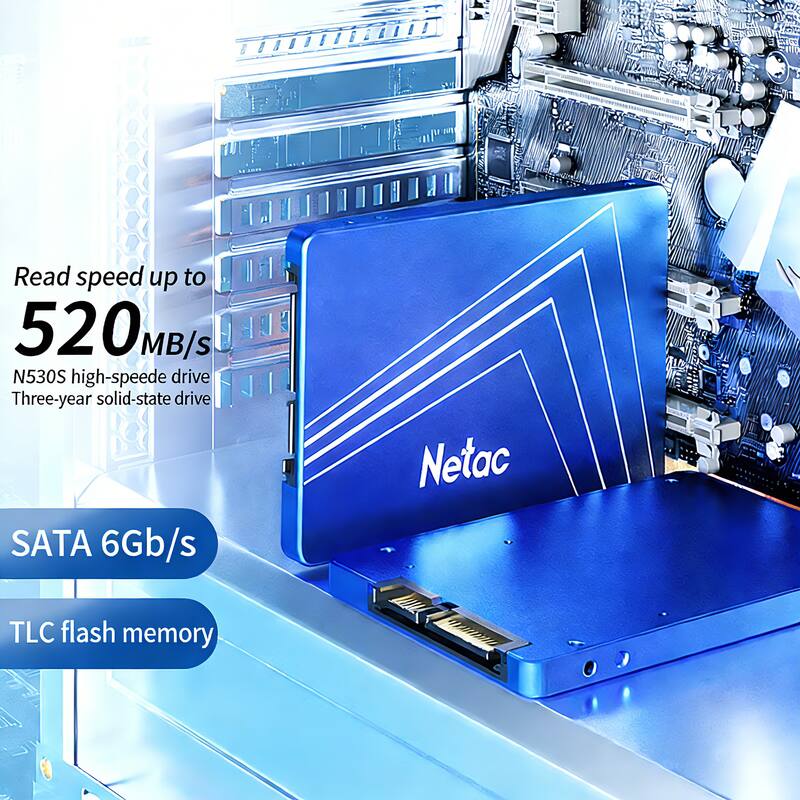 Read speed up to 520 MB/s  
N530S high-speed drive  
Three-year solid-state drive  
SATA 6Gb/s  
TLC flash memory