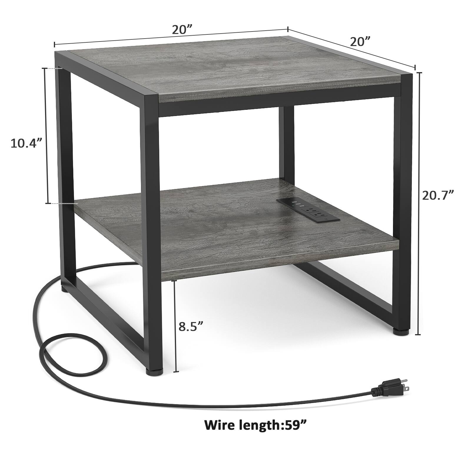 20" 20" 10.4" 20.7" 8.5"  
Wire length: 59"