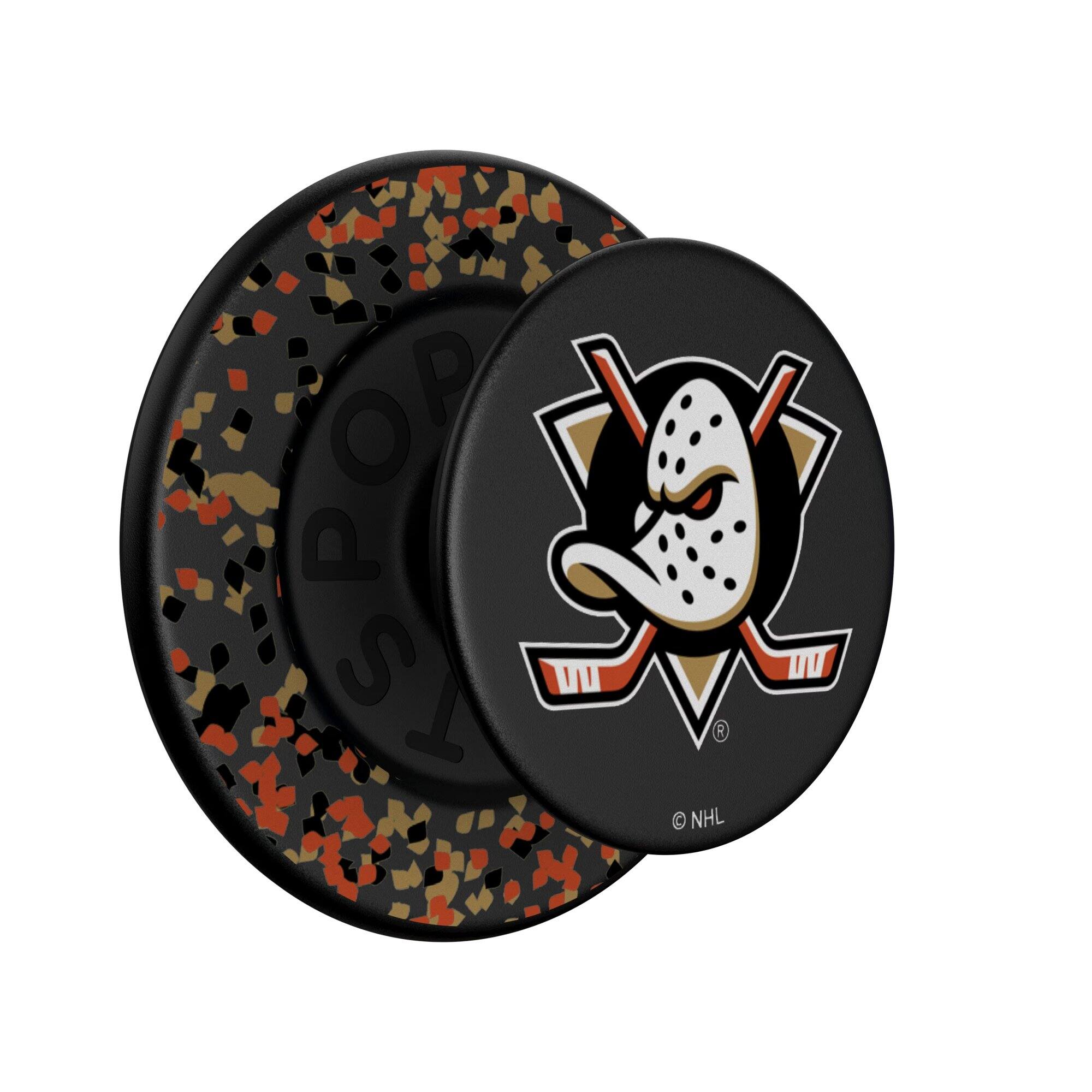 Alt View 1. Keyscaper - Anaheim Ducks Confetti Magnetic Phone Grip & Stand - No Size - Black.