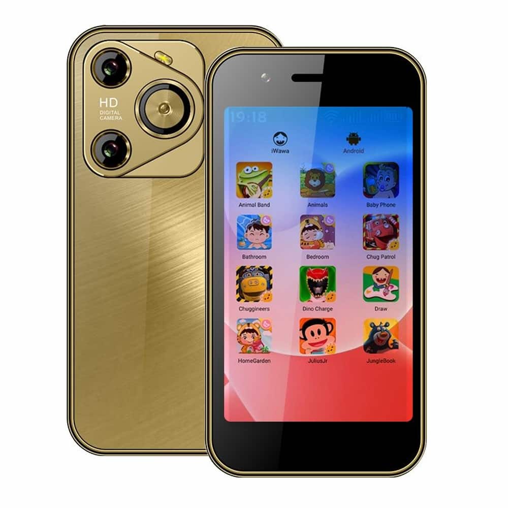 Loheer - Mini Smartphone Unlocked 3.0 HD Student Phone 64GB Pocket Phone Dual SIM Kids Education Device Stocking Stuffer - Gold