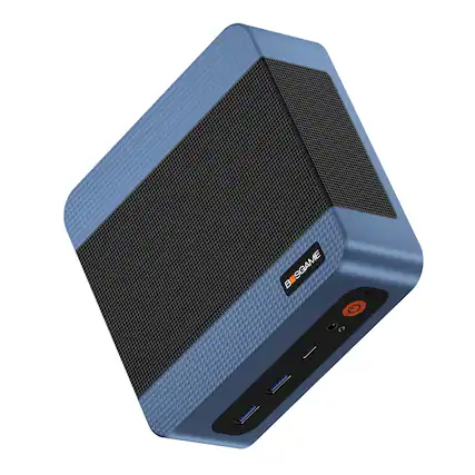 Front. BOSGAME - BOSGAME - E5 Mini PC AMD Ryzen 3 5300U, 8GB DDR4 RAM, 256GB NVMe SSD Storage Win 11 Pro- Blue+Black.