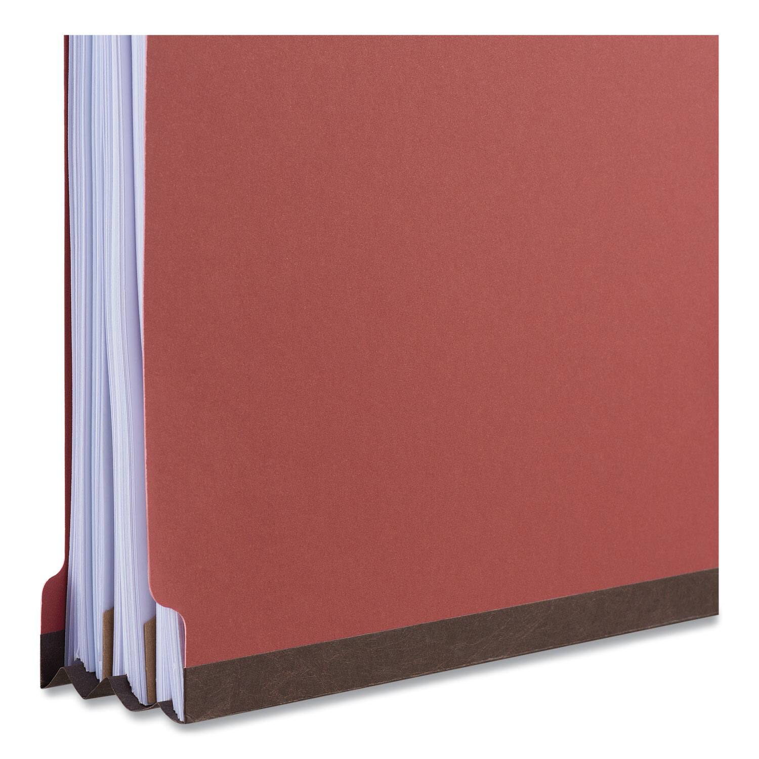 Angle. Universal - Red Pressboard End Tab Classification Folders  2 Expansion  2 Dividers  Legal Size  Red Exterior  10 per Box.