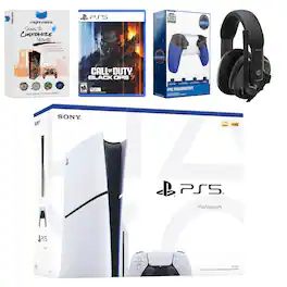 PlayStation 5 Slim Disc Bundle with Call of Duty Black Ops 7, EPOS Headset, Trigger Kit and MightySkins Code - PlayStation 5