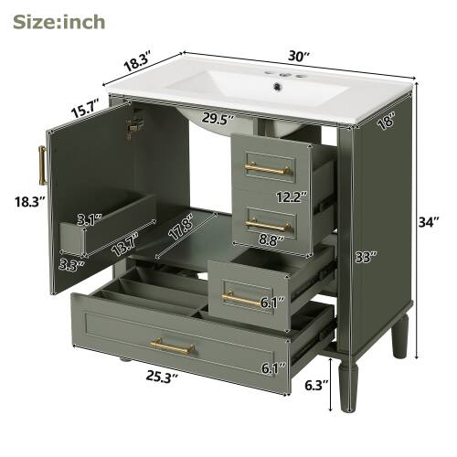 Size: inch  
18.3" 15.7" 29.5" 30" 18" 18.3" 3.1" 13.7" 3.3" 17.8" 12.2" 8.8" 33" 34" 6.1" 25.3" 6.1" 6.3"