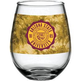 Indigo Falls - Arizona State Sun Devils 15oz. Vintage Tie-Dye Stemless Wine Glass - Multicolor