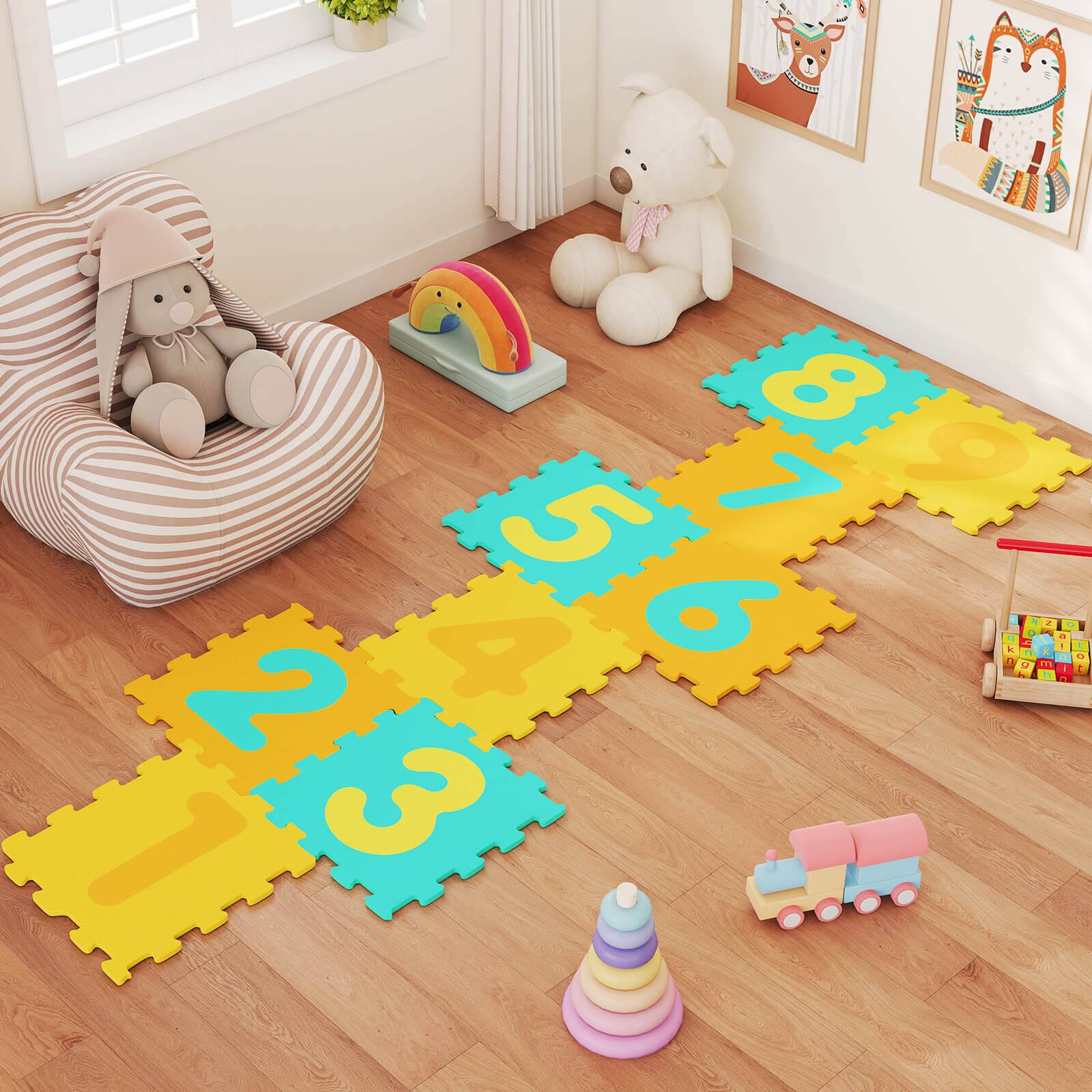 Alt View 1. Costway - Costway 9 PCS Kids Hopscotch Playmat with 3 Marker Discs & Detachable Numbers, Non-slip - Multicolor.