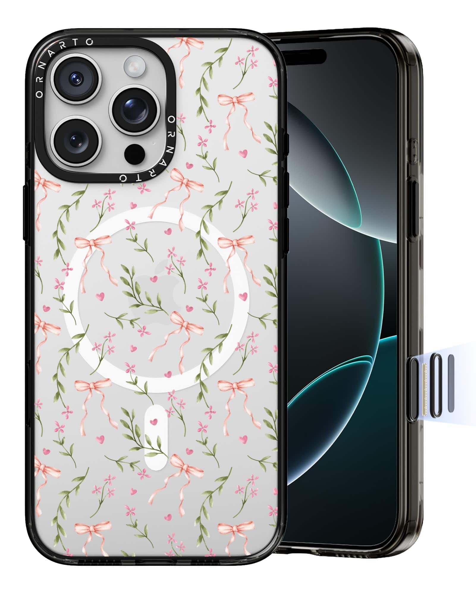 Ornarto - Vistique for iPhone 16 Pro Case 6.3",Compatible with MagSafe,Clear Glossy Pattern Phone Case - Petite Garden