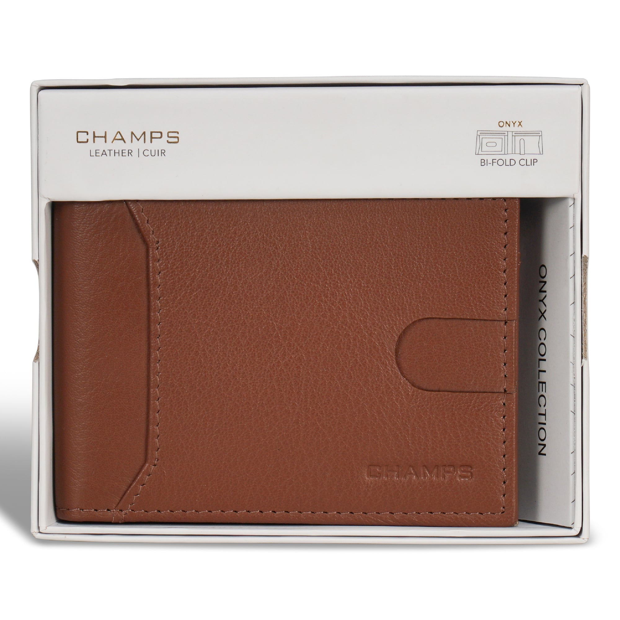 Champs - Onyx Collection Leather Zip Bi-Fold Wallet - Black