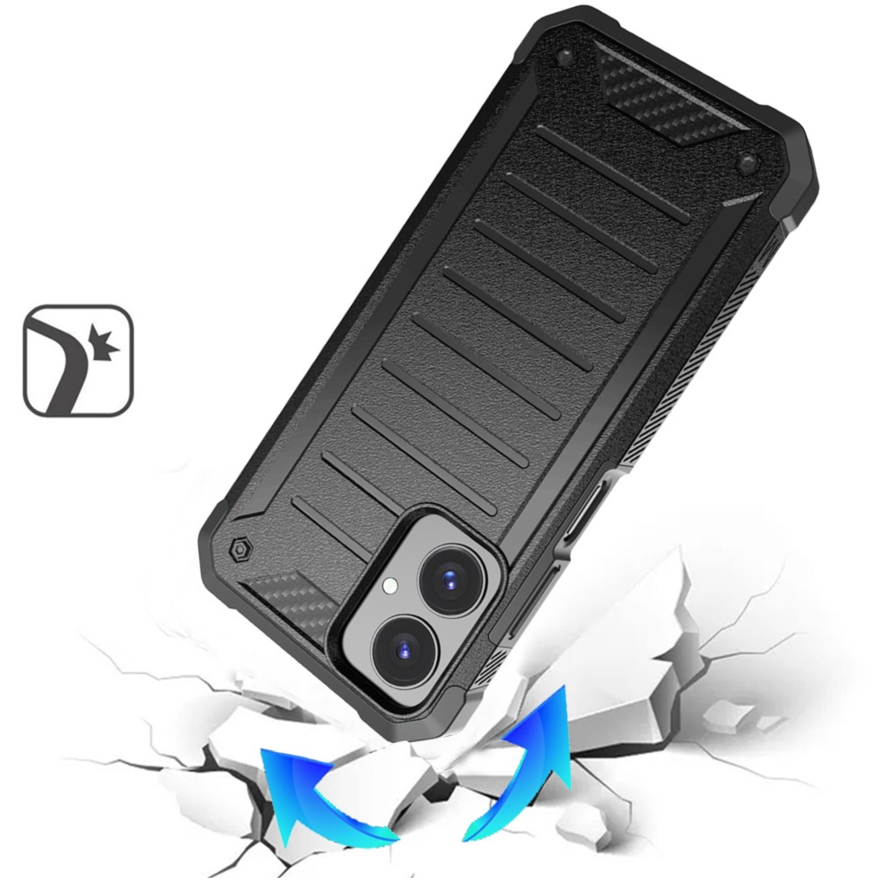 Angle. Kitcheniva - Rugged Protective Cover With Tempered Glass For Cricket Icon 2026 AT&T Propel 3 5G Grey - Grey.