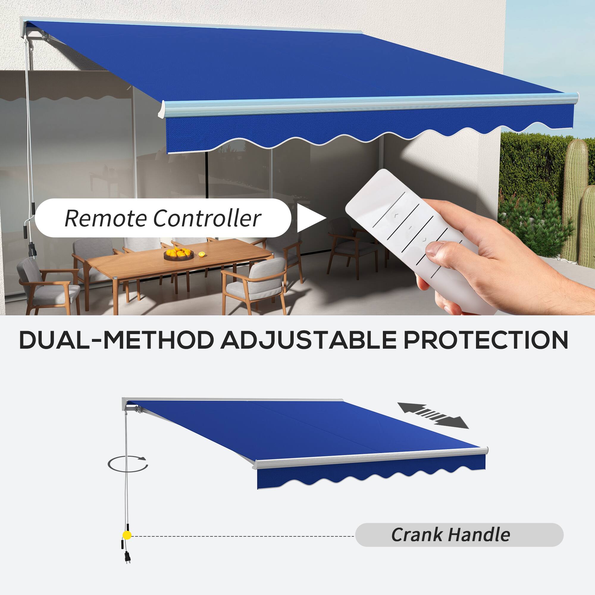 Remote Controller  
DUAL-METHOD ADJUSTABLE PROTECTION  
Crank Handle  
STABLE PROTECTION