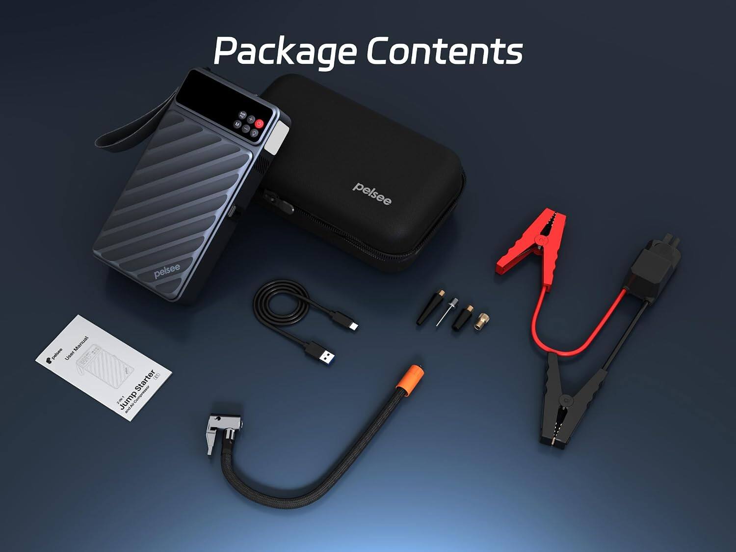 Package Contents

- pelsee
- pelsee
- Manual
- User
- Starter (22) - Jump 2 JUM
