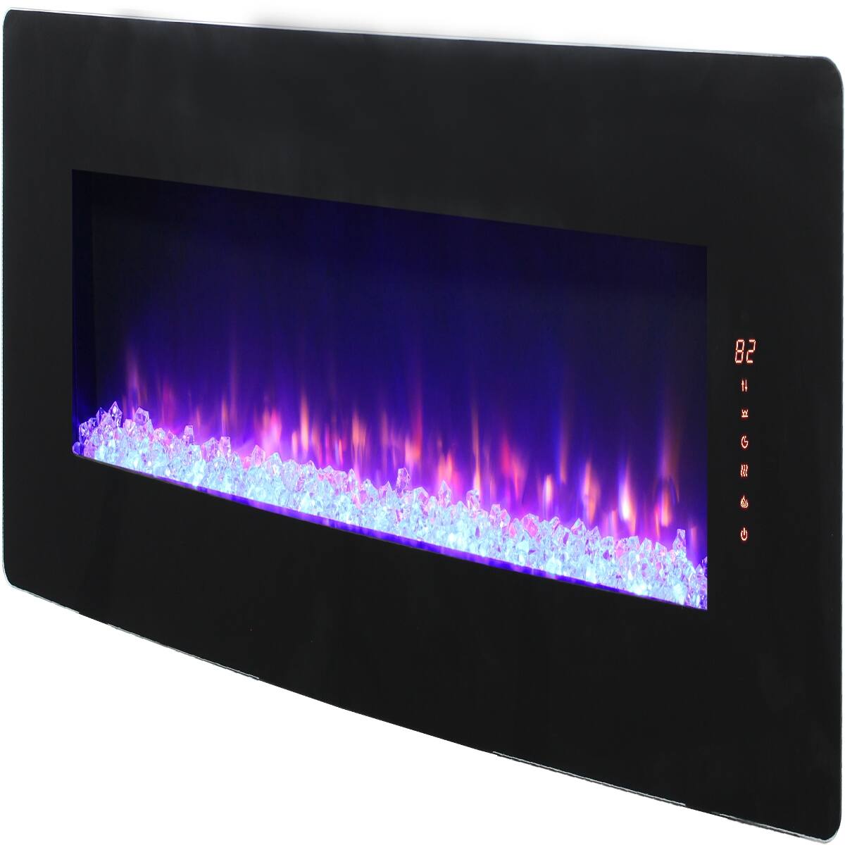 Alt View 1. Loheer - Loheer 48 inch curved electric fireplace Wall Mounted with Multi-Color Backlight - Antique Black.