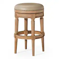 Front. Maven Lane - 31" Pullman Backless Bar Stool In Weathered Oak Finish With Vegan Leather - Weathered Oak.
