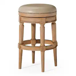 Maven Lane - 31" Pullman Backless Bar Stool In Finish With Vegan Leather - Weathered Oak