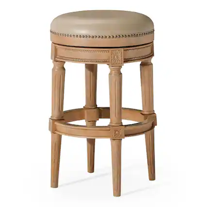 Front. Maven Lane - 31" Pullman Backless Bar Stool In Weathered Oak Finish With Vegan Leather - Weathered Oak.