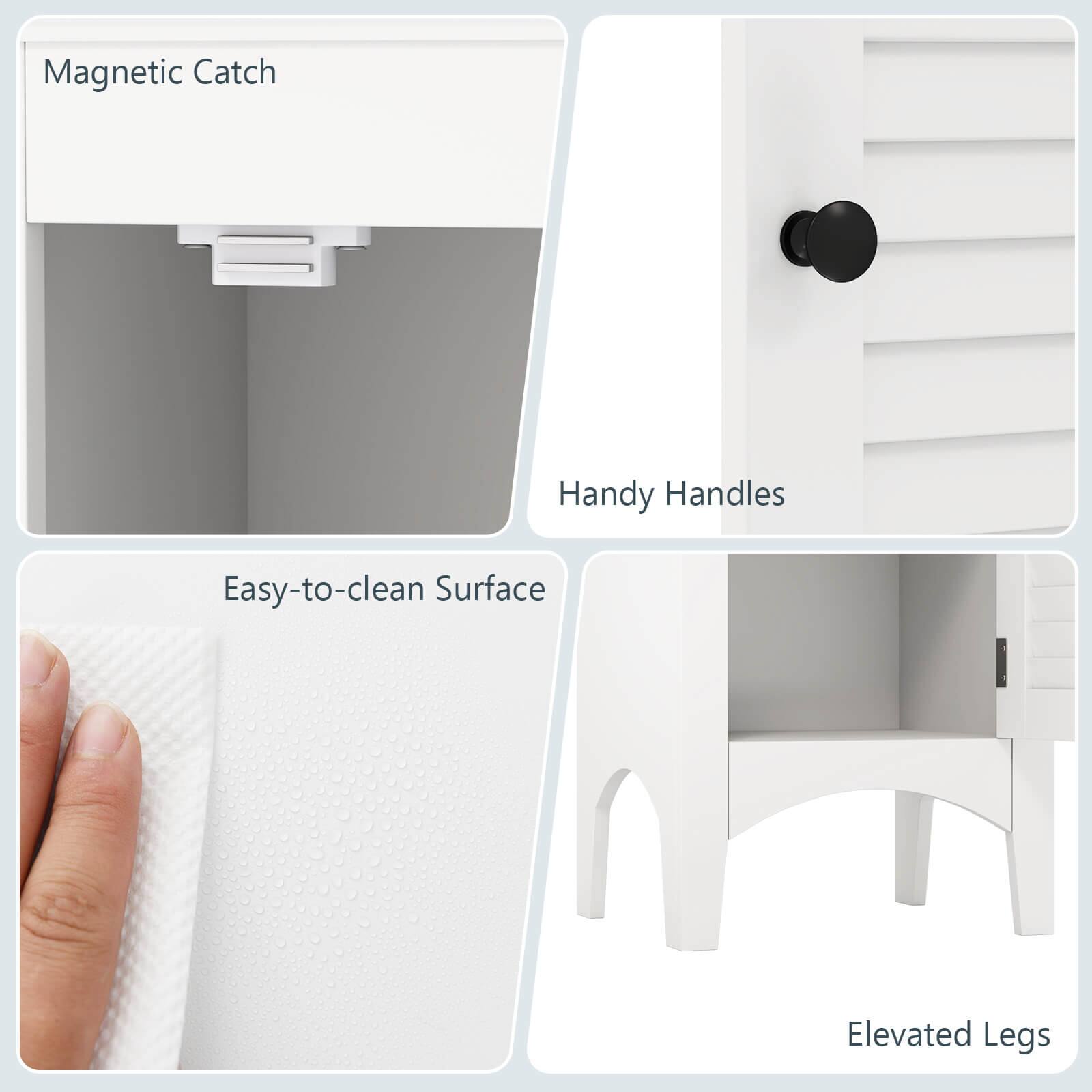Magnetic Catch  
Handy Handles  
Easy-to-clean Surface  
Elevated Legs