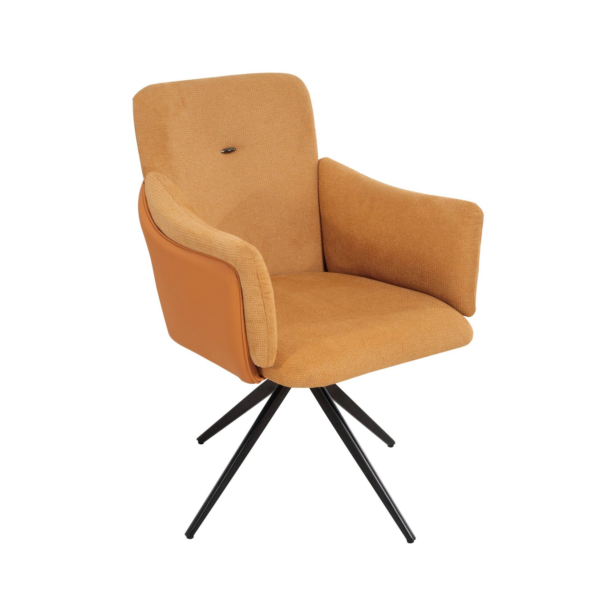 Alt View 4. GOODSILO - Modern Swivel Dining Chairs Set of 2 with Upholstered Seats and Metal Base for Home Office and Living Spaces - Orange.