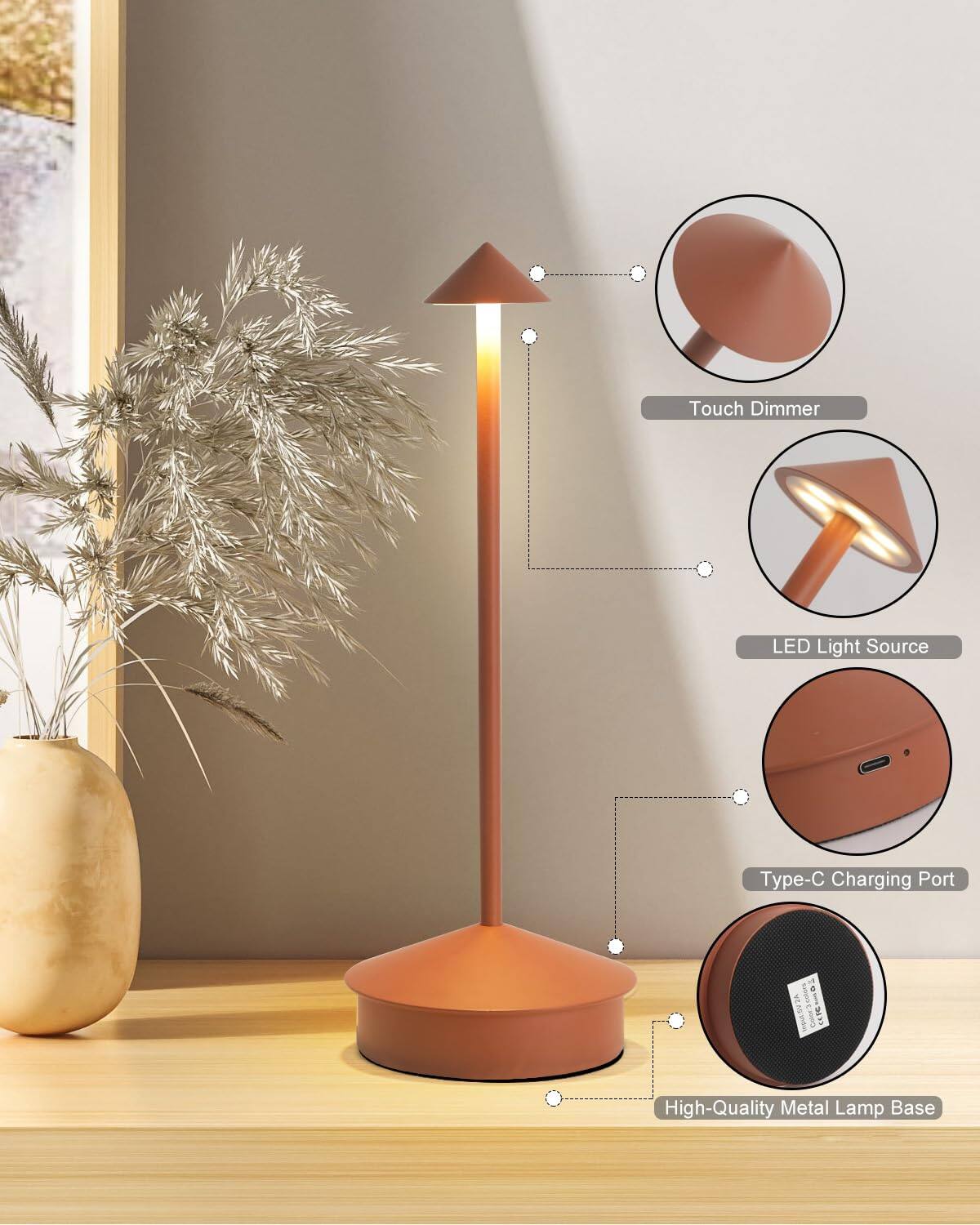 Touch Dimmer  
LED Light Source  
Type-C Charging Port  
High-Quality Metal Lamp Base