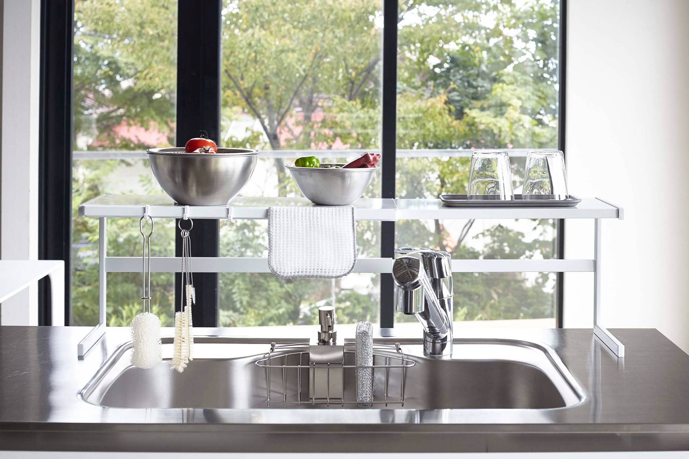 Angle. Yamazaki Home - Expandable Countertop Shelf.