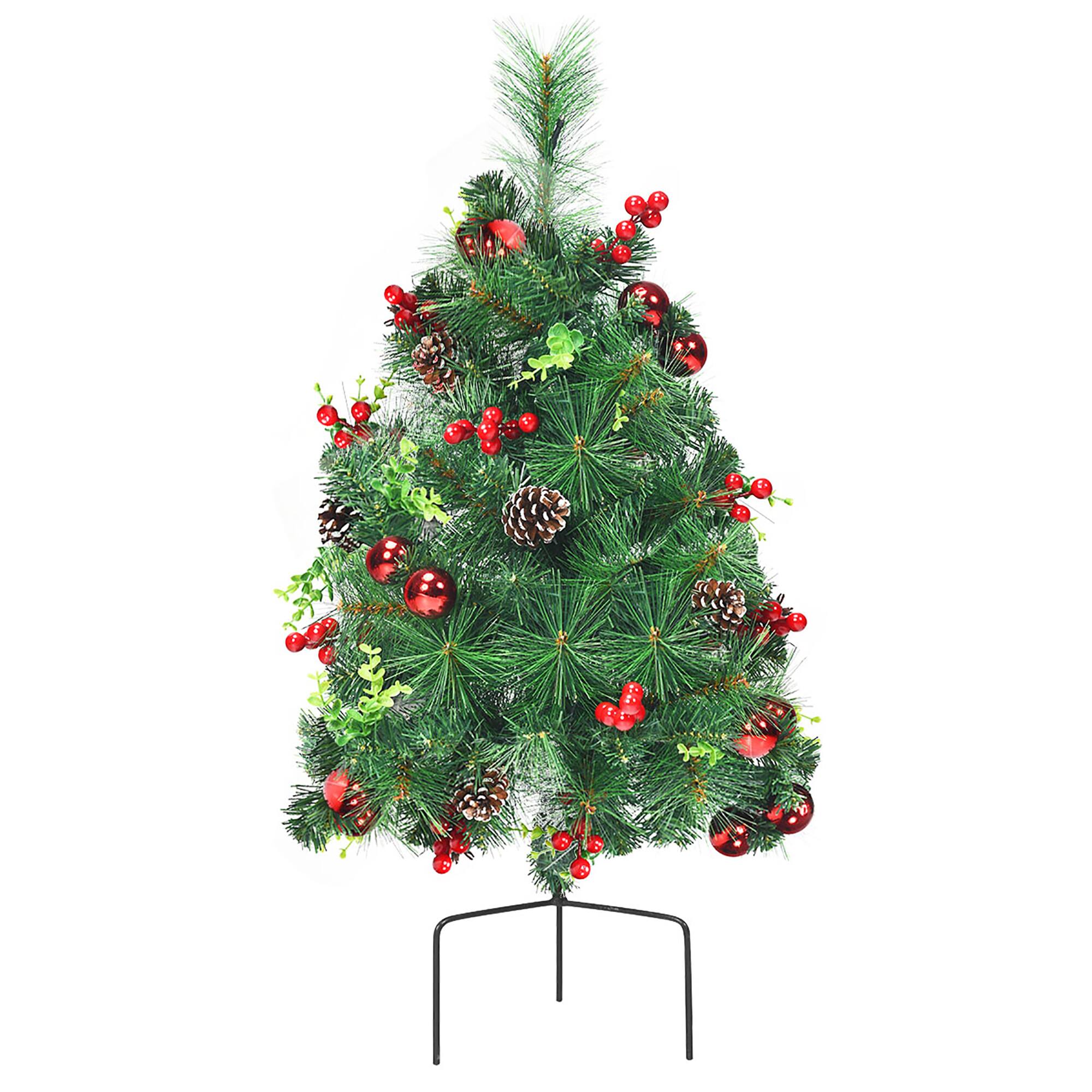 Alt View 19. Costway - Set of 2 Pre-lit Christmas Trees 24in Battery Powered Pathway Outdoor Decoration - Green.